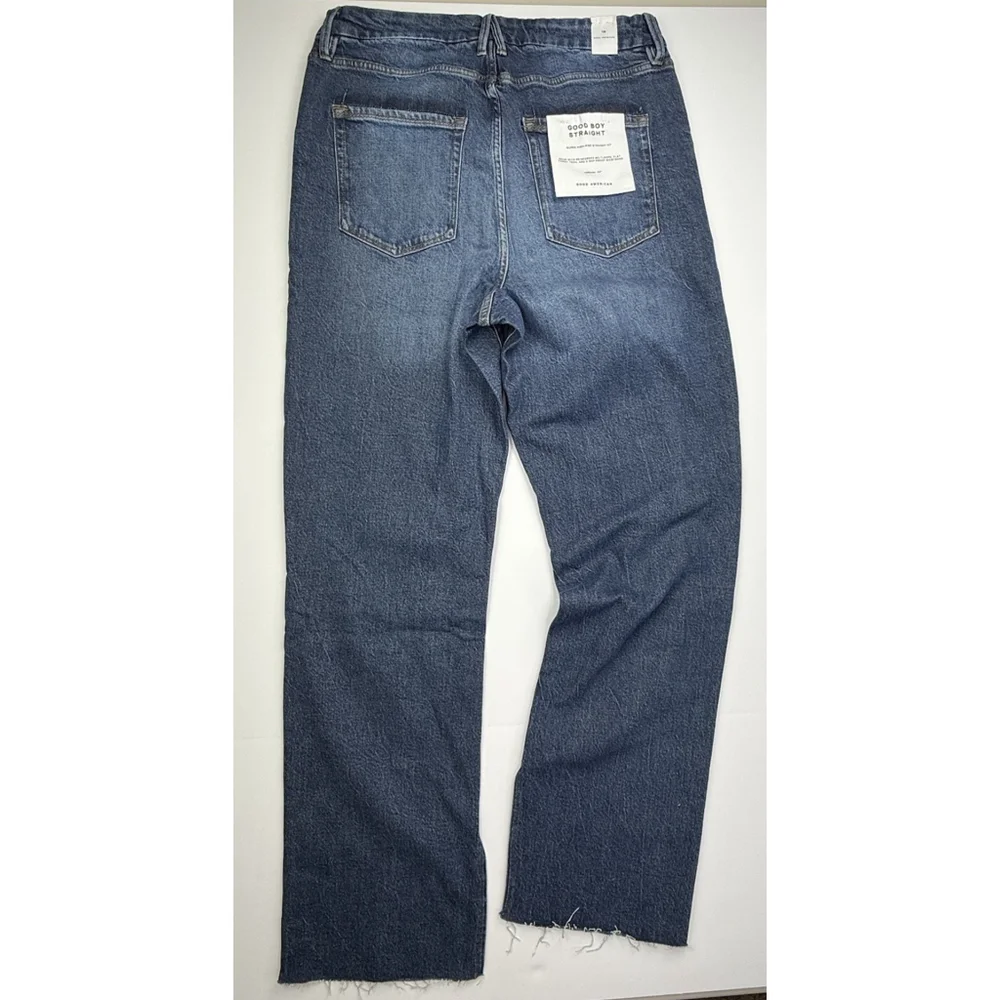 Good American Good Boy Split Hem High Waisted Straight Leg Jeans 15 Plus 32x32